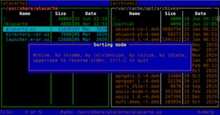 simple but powerful file manager for the UNIX console