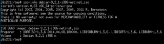 iso-info showing details about debian netinst iso