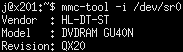 mmc-tool -i showing details about sr0