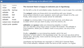 Welcome screen after you add a host and port.