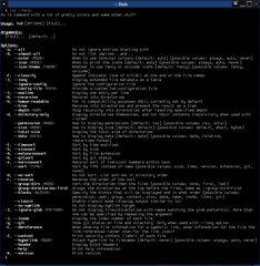 ls command with a lot of pretty colors and some other stuff