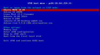 Example LTSP boot menu
