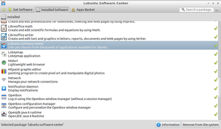 Utility for browsing, installing, removing applications on Lubuntu