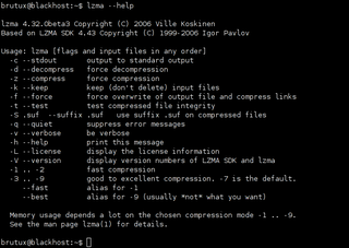 Compression and decompression in the LZMA format - command line utility