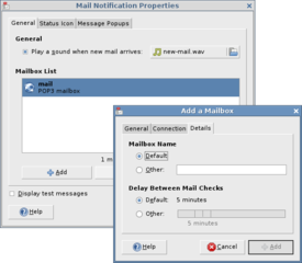 mail notification in system tray