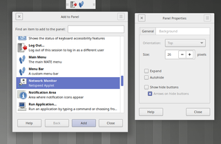 panel settings and applet selection