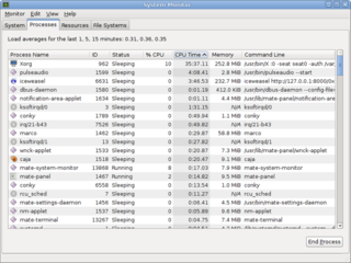 Process viewer and system resource monitor for MATE