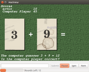 A flash card game designed to teach simple maths