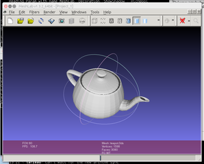 Meshlab showing teapot.3ds
