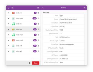 GTK app for viewing and cleaning metadata in files