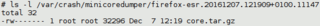 Firefox core dump file using default minicoredumper settings is 32KB.