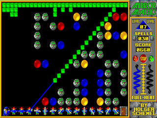 Shoot around obstacles to collect energy using your beam.