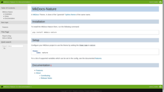 Nature theme for MkDocs