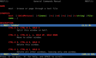 most displaying is own manpage (with man most) in a splitted screen