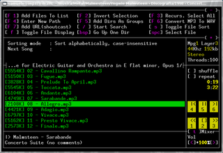 Full-screen console mp3 and Ogg Vorbis player