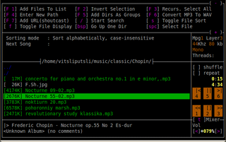 Full-screen console mp3 and Ogg Vorbis player