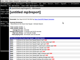 Script to create an HTML report of MP3 files in a directory