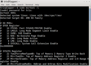 Dump chipset-specific MSR contents