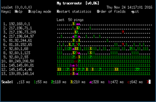 Full screen ncurses traceroute tool