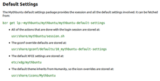 default settings for Mythbuntu