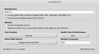 DNS benchmark utility
