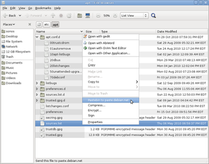 Nautilus extension to send files to a pastebin