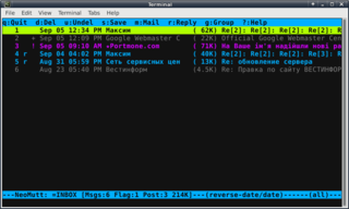 neomutt with "neon" color scheme with single mailbox setup