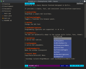neovim client library and GUI