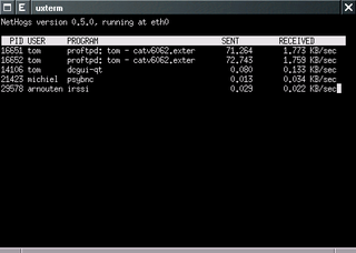 Net top tool grouping bandwidth per process