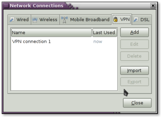 network management framework (PPTP plugin GNOME GUI)