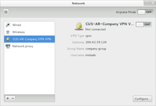 network management framework (VPNC plugin GNOME GUI)
