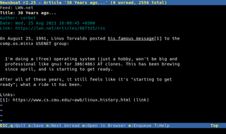 text mode rss feed reader with podcast support