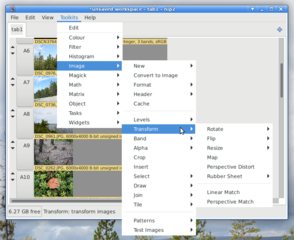Menu->Tookits->Image->Transform