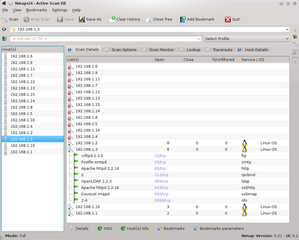 graphical interface to nmap, the network scanner