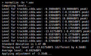 adjusts the volume of WAV, MP3 and OGG files to a standard volume level