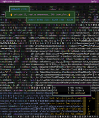 notcurses-demo "whiteout" in an 80x45 xfce4-terminal, HUD enabled