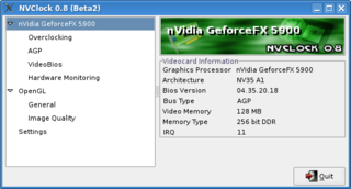 Overclock an NVIDIA card (GTK+ interface)