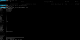 several options for the nvme command included in nvme-cli package