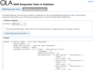RDM Responder Publisher collection and publishing screen