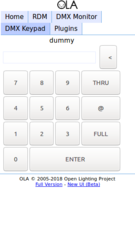 Mobile web interface DMX console