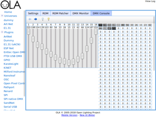 Main web interface channel faders