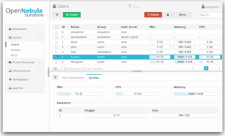 web interface to which executes the OpenNebula cluster services
