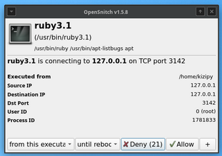 GNU/Linux interactive application firewall