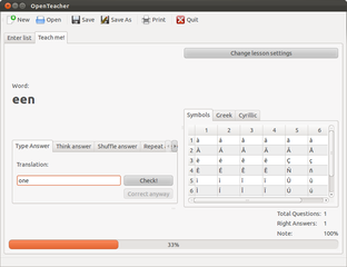 Learning a few words with OpenTeacher