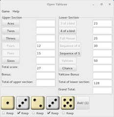 classic dice game of Yahtzee