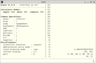 Initial screen with some numbers on the stack