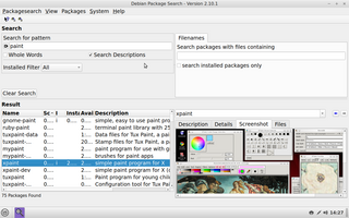 GUI for searching packages and viewing package information