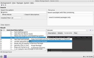 GUI for searching packages and viewing package information