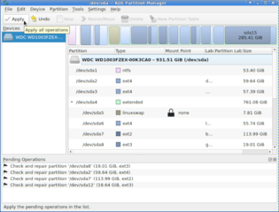 Check and repair partitions