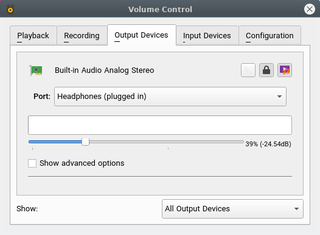 Qt port of volume control pavucontrol
